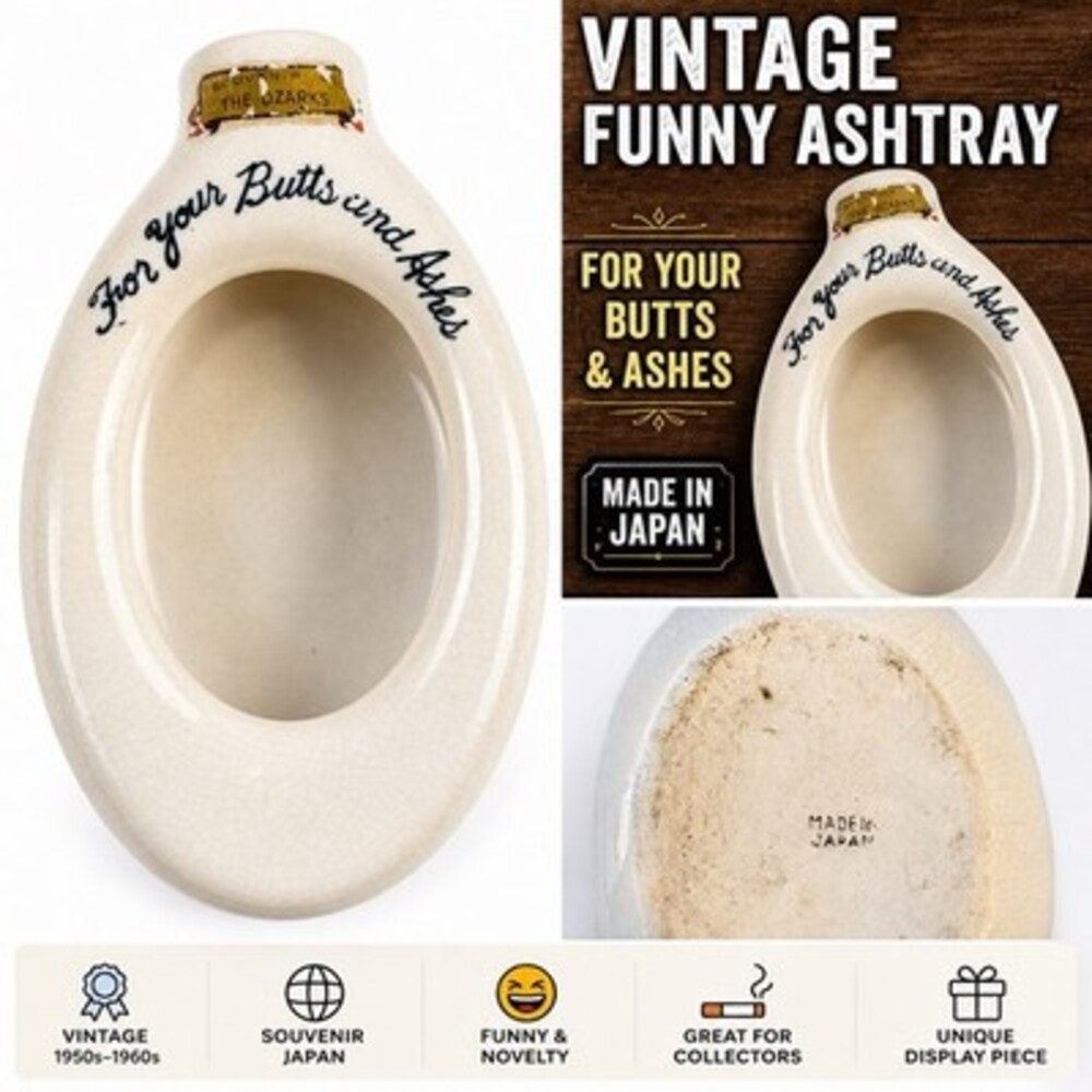 Vintage Japan Novelty Ashtray “For Your Butts & Ashes” Funny Ceramic